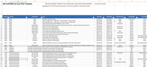Cutover Plan Template Excel